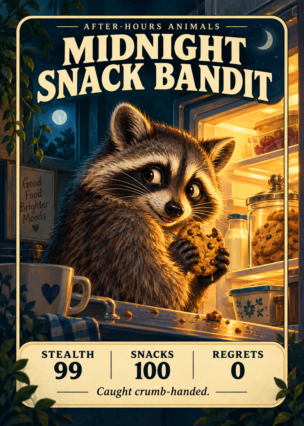 Midnight Snack Bandit Raccoon Holographic Novelty Trading Card 2.5 x 3.5 Midnight Snack Bandit Raccoon Holographic Novelty Trading Card 2.5 x 3.5