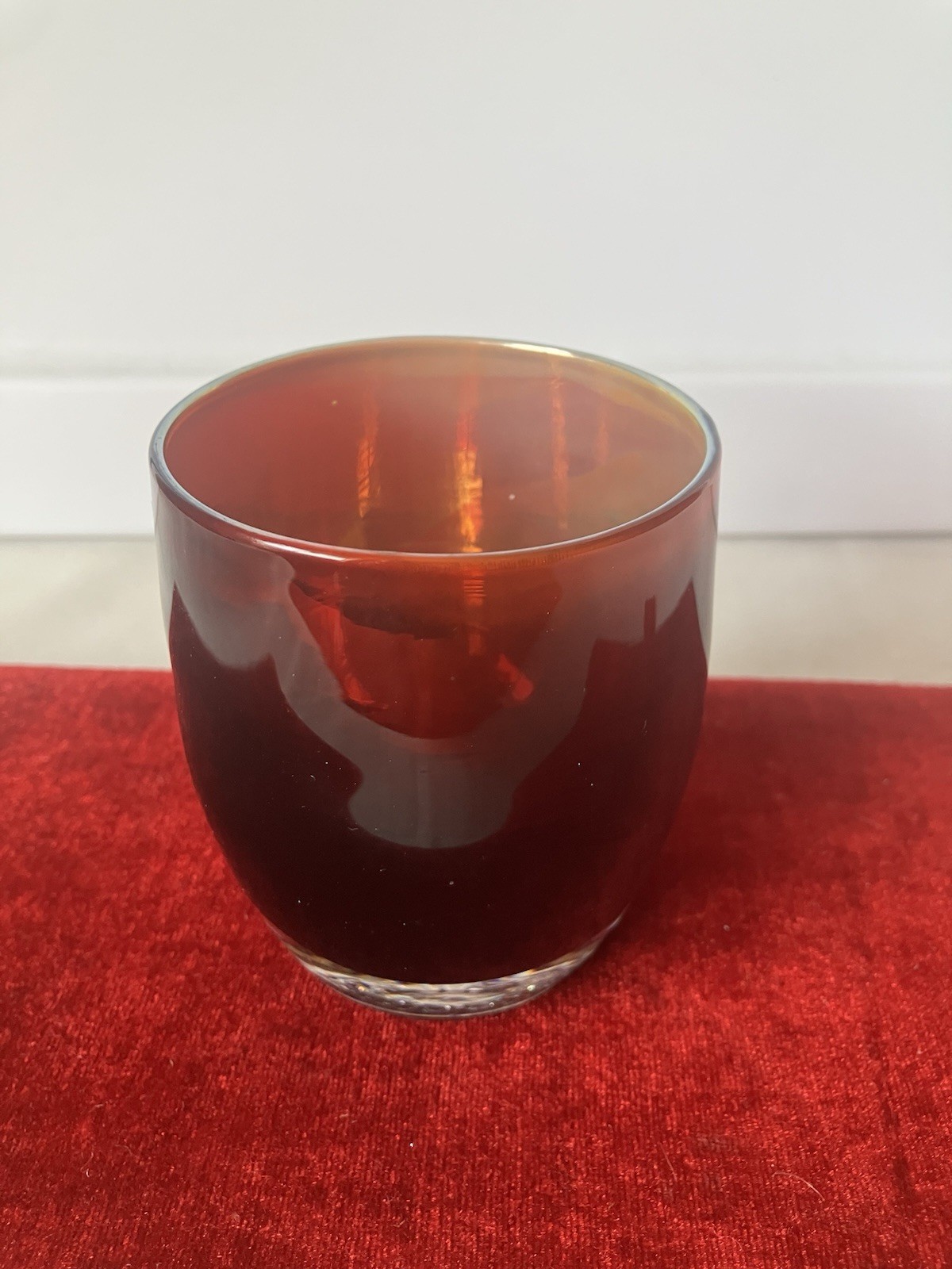 Glassybaby Grateful Red 1442 Ruby Red Votive Candle Holder New Sticker No Box