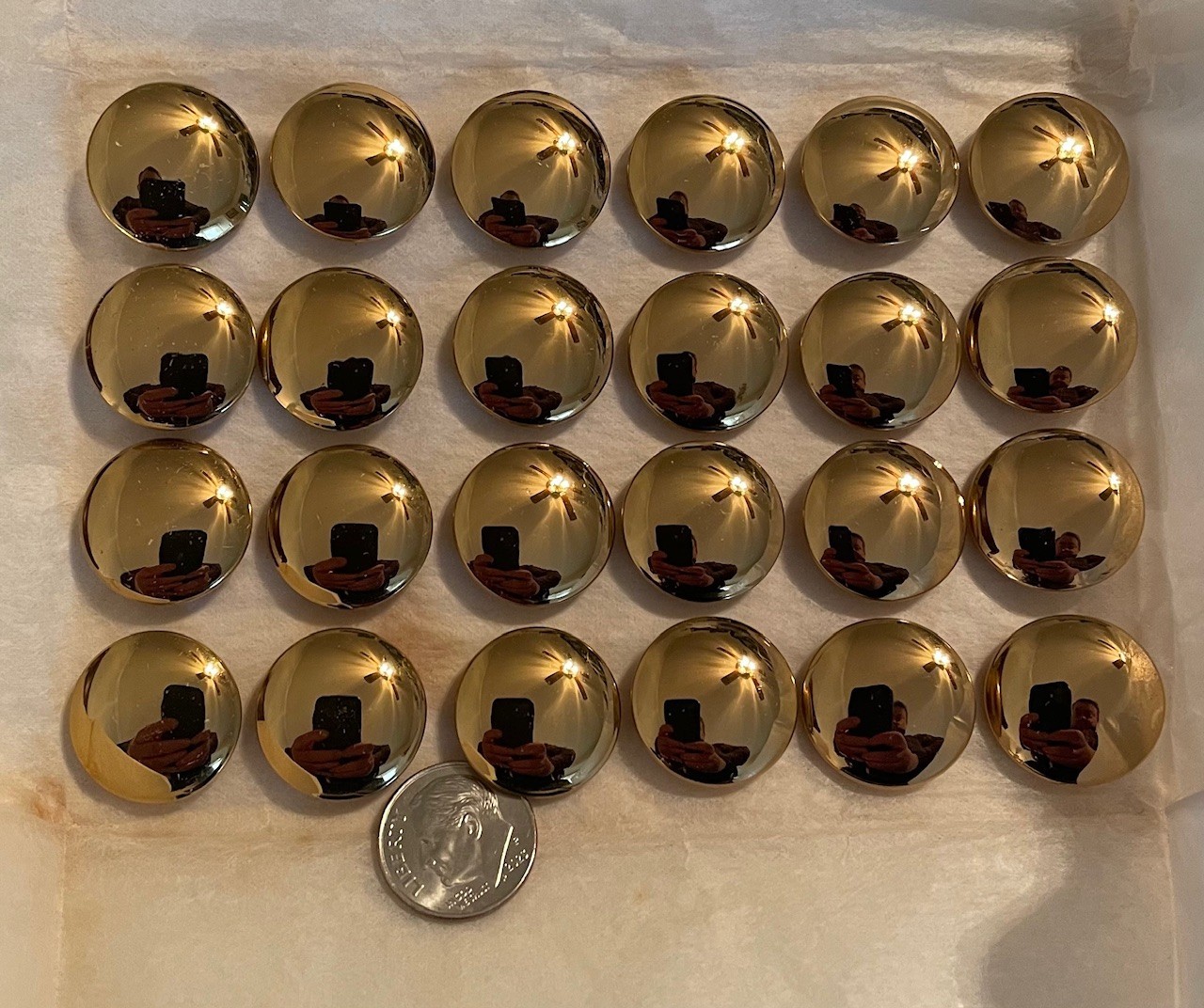 Lot of (24) Old PLAIN Military Brass  Tunic Size 3/4\
