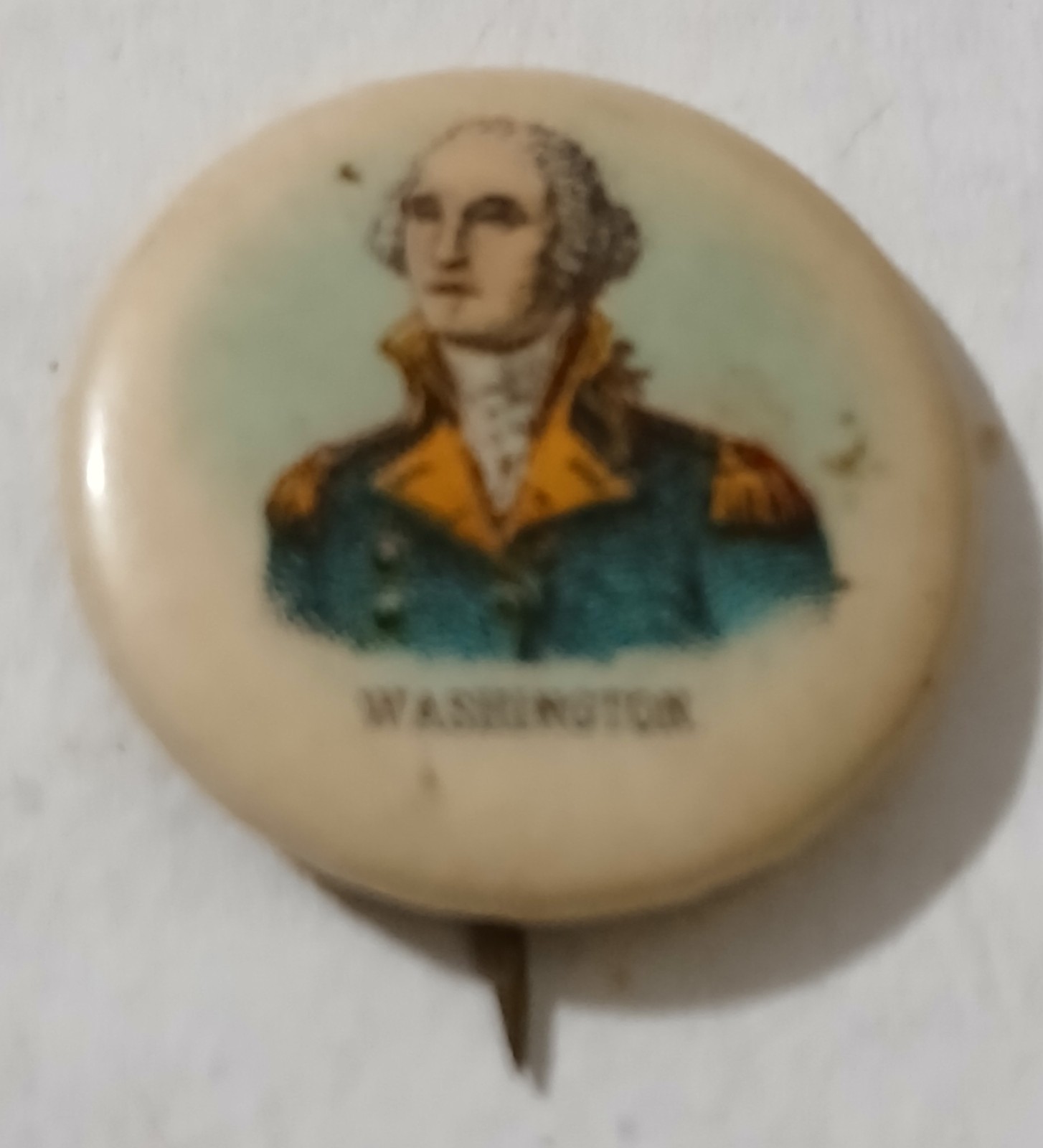 RARE 1896 GEORGE WASHINGTON SWEET CAPORAL CELLULOID PIN TOBACCO ADVERTISING 