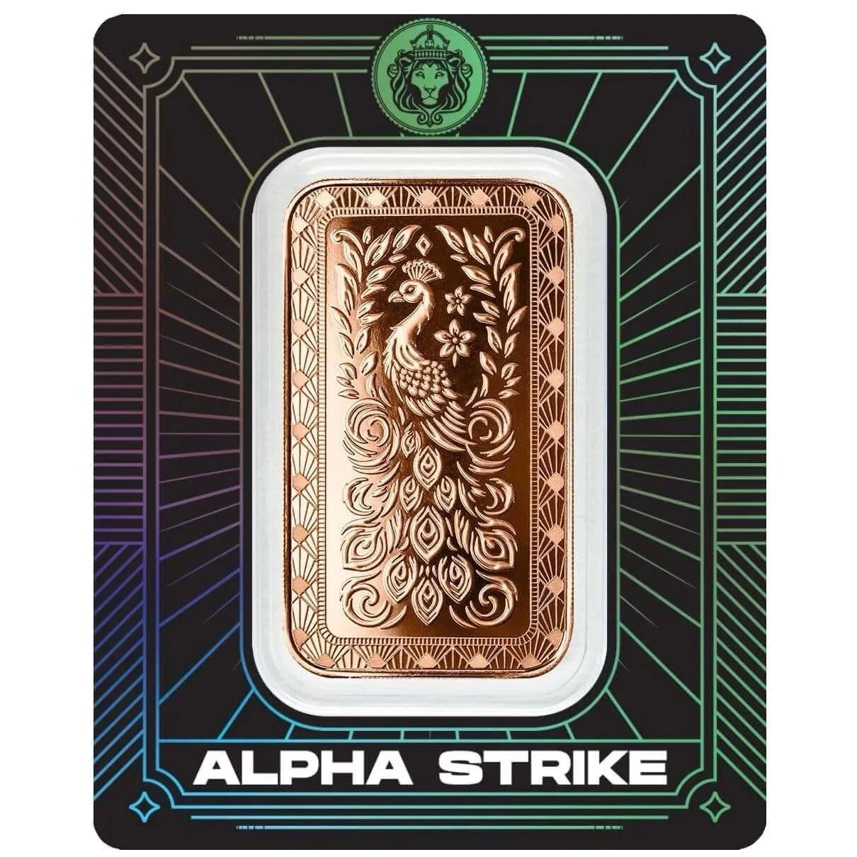 Scottsdale Mint 2024 Alpha Strike Peacock 1 oz .999 Fine Copper Bar Sealed Assay