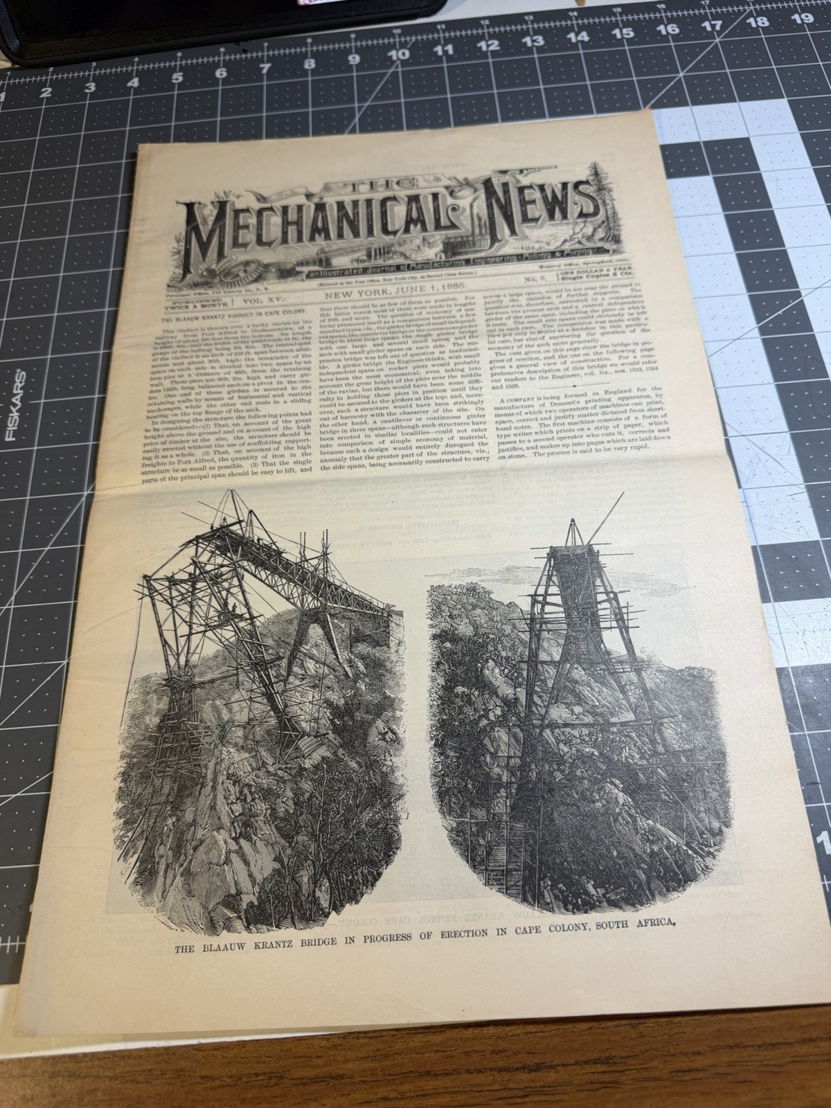 Vintage newspaper The Mechanical News June 1 1885 Rare Antique Ephemera
