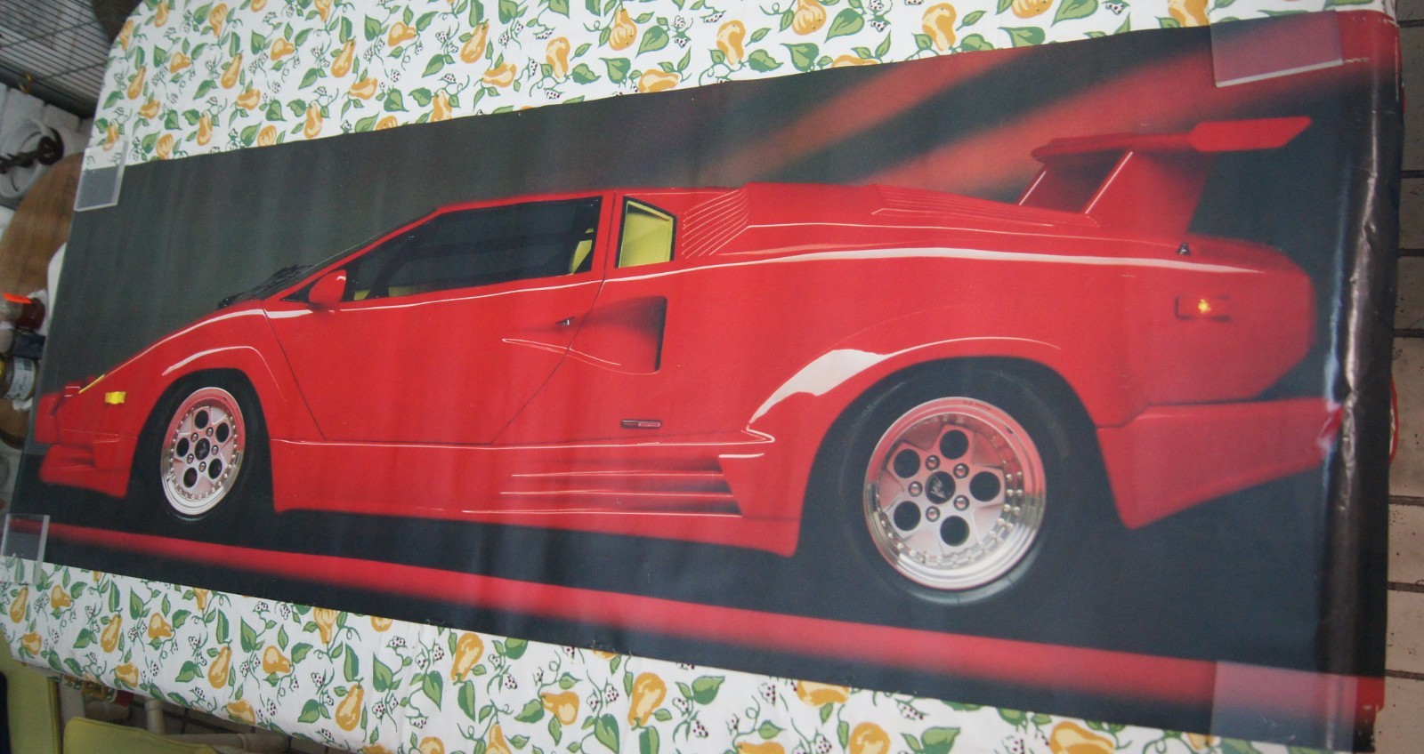 1990 Huge Vintage Lamborghini Countach Poster Institutional Finance  74x24