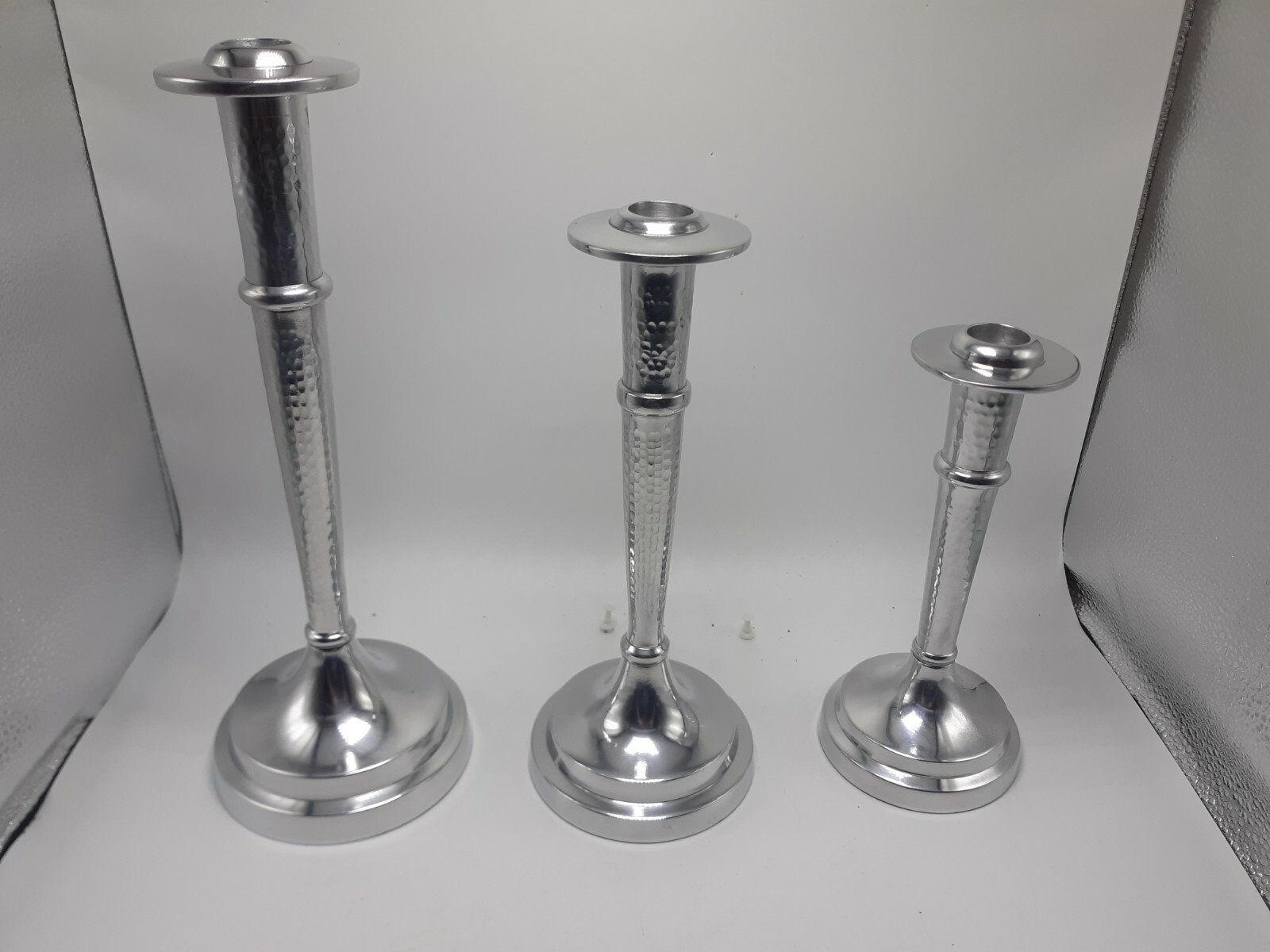 GODINGER Silver Art Co. Candle Stick Holders Hammered Candlesticks Silverplate 
