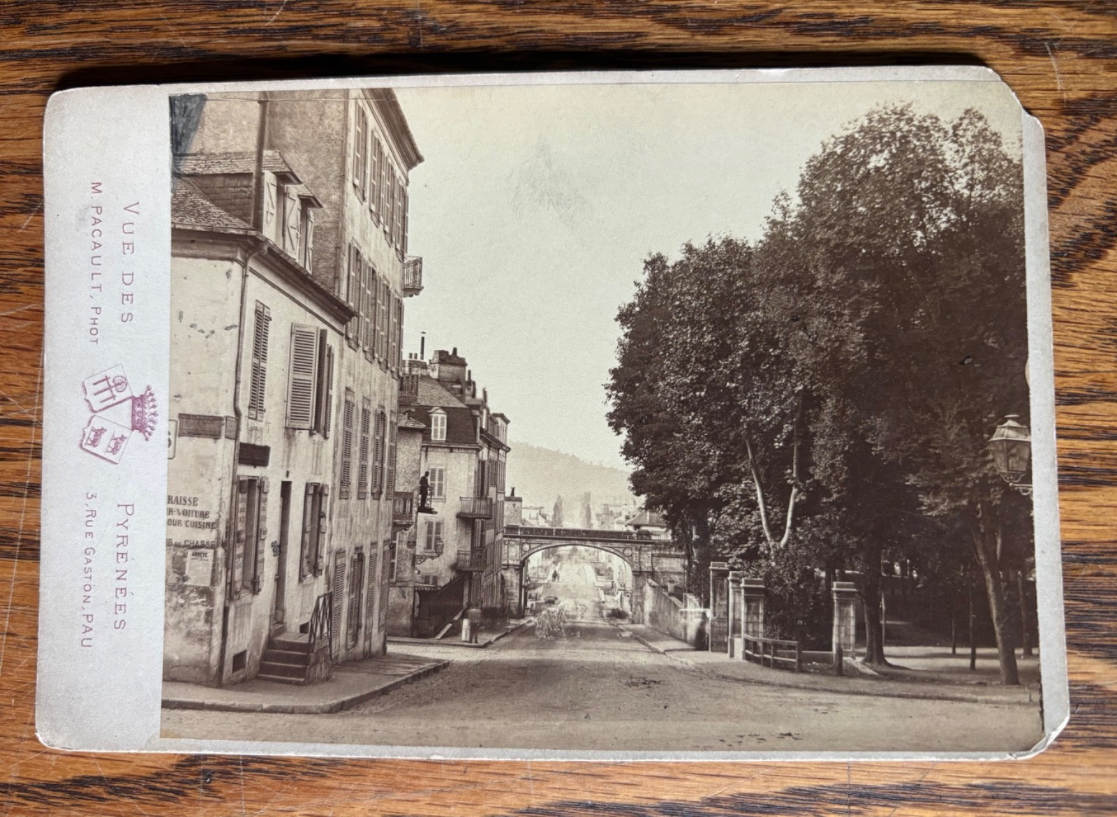 1880s Cabinet Card Photo Pau France Street Scene M. Pacault