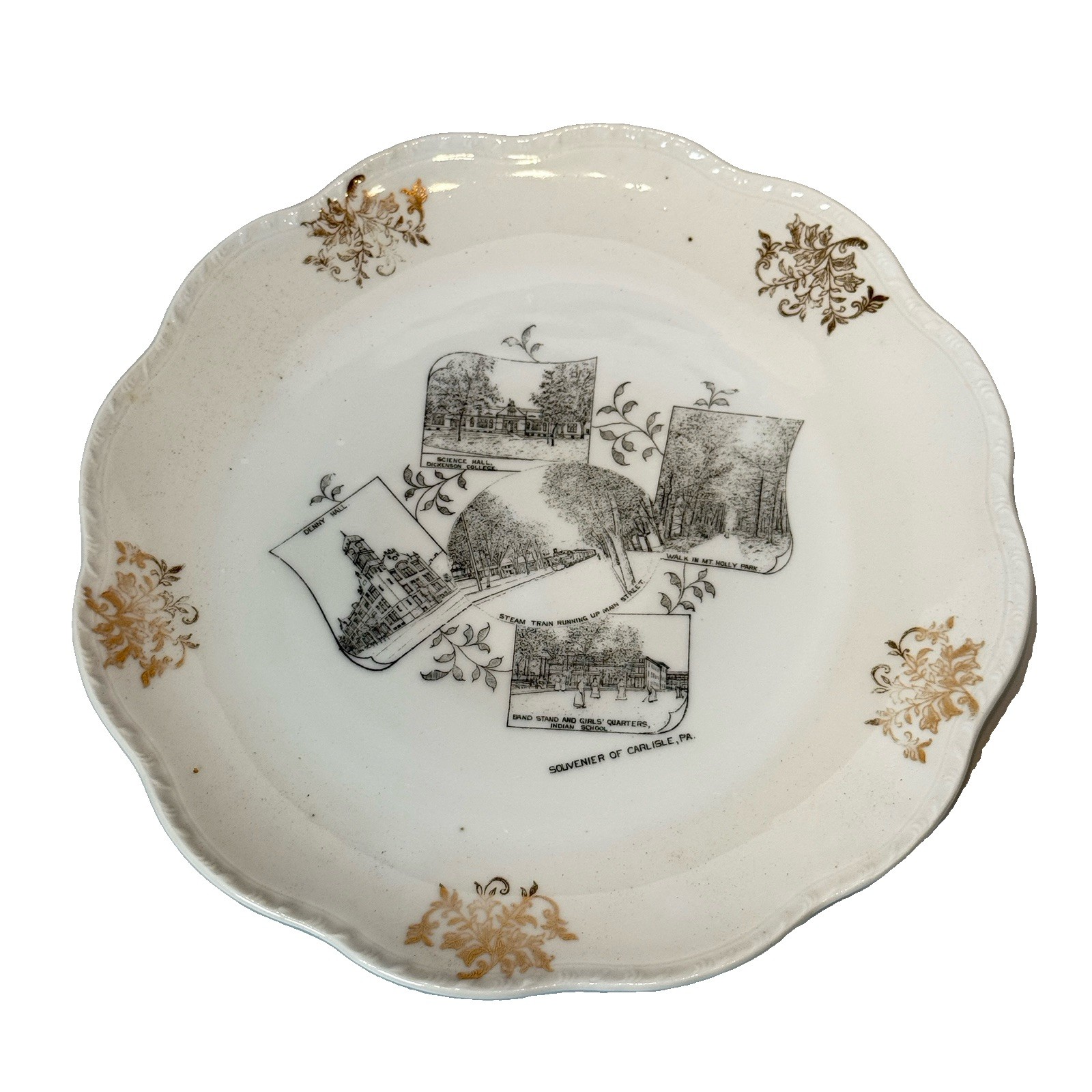 CARLISLE Pennsylvania PA Antique VIGNETTE STEAM TRAIN Souvenir PLATE CARLISLE Pennsylvania PA Antique VIGNETTE STEAM TRAIN Souvenir PLATE