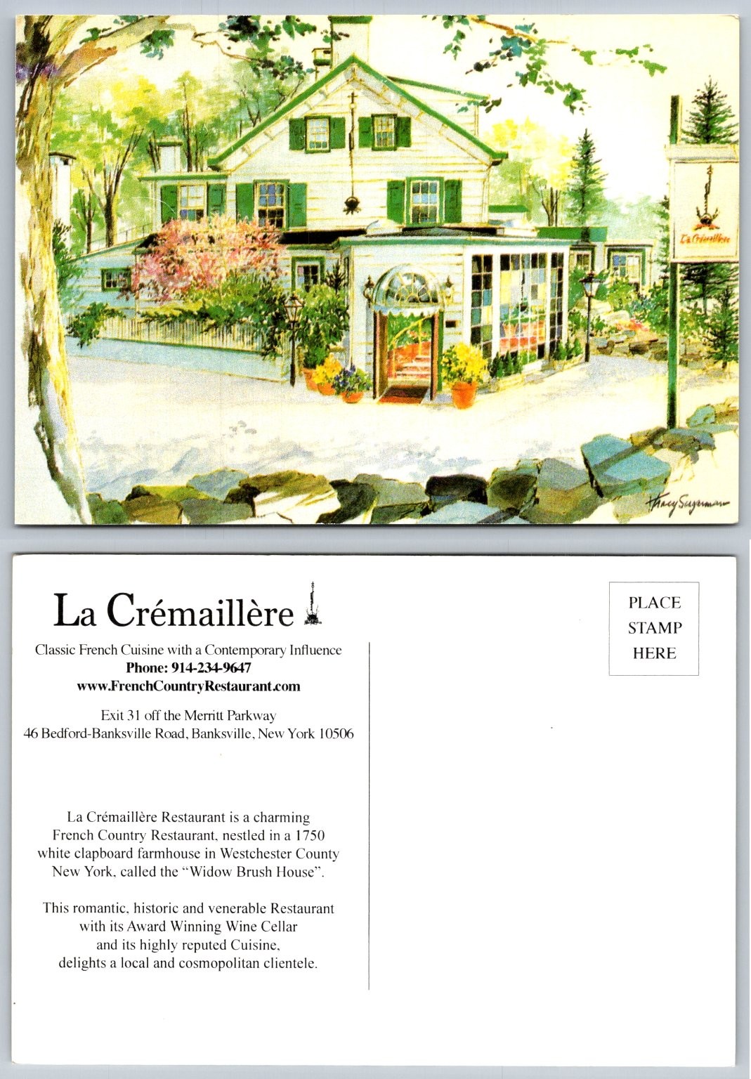 La Cremaillere Restaurant Banksville NY French Cuisine Postcard Art La Cremaillere Restaurant Banksville NY French Cuisine Postcard Art
