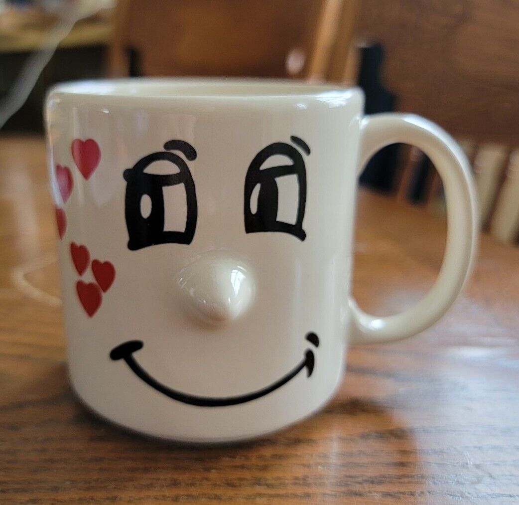 Vintage FHP 1993 Funny Face Mug with HeartsHappiness is Having A Hubby Thailand