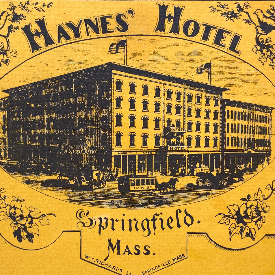 Vintage Tilly\'s Restaurant Menu Haynes Hotel Springfield Massachusetts