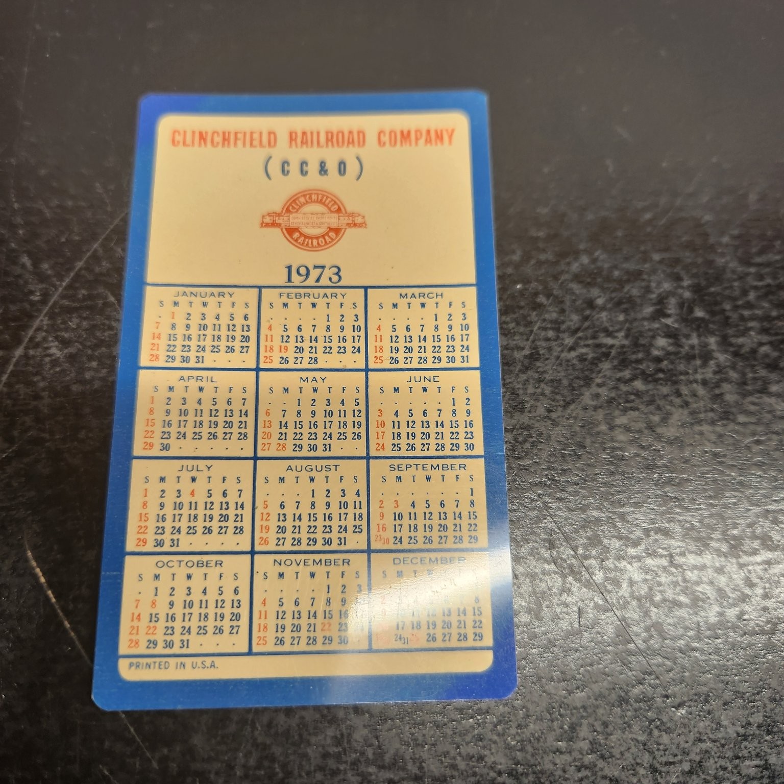 Vintage 1973 Clinchfield Railroad Cc&o Pocket Calendar Map Train Ephemera
