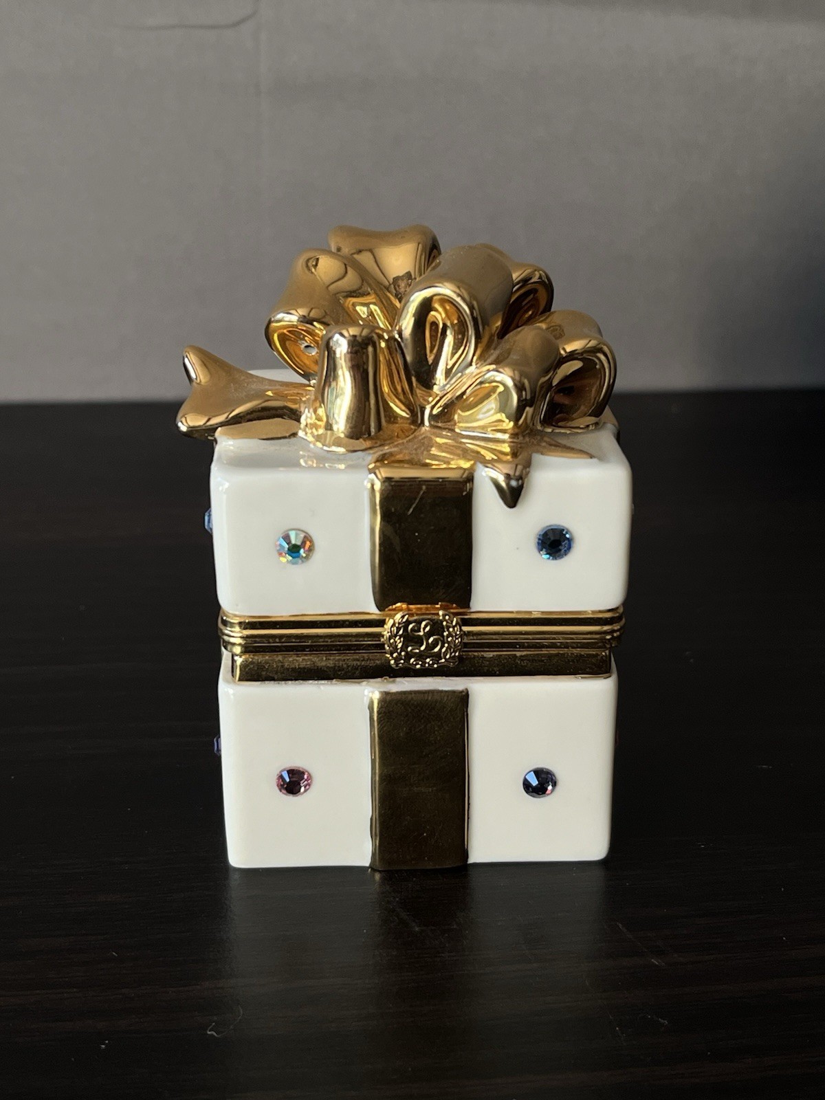 Lenox Treasures Only For You Gift Box Rhinestone Hinged Trinket Jewelry Box