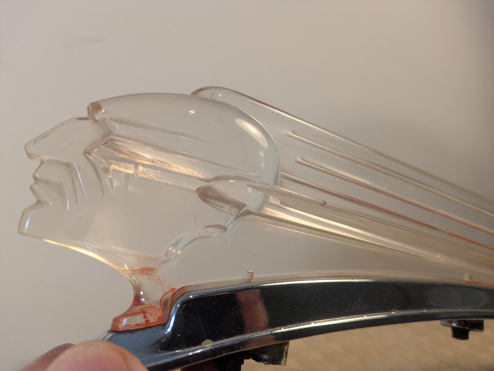 1941 Pontiac Indian Chief Hood Ornament Original OEM GM Lucite Torpedo Art Deco