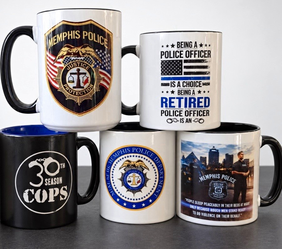 Police Coffee Mug Lot of 5 Memphis Retired Officer Law Enforcement Gift