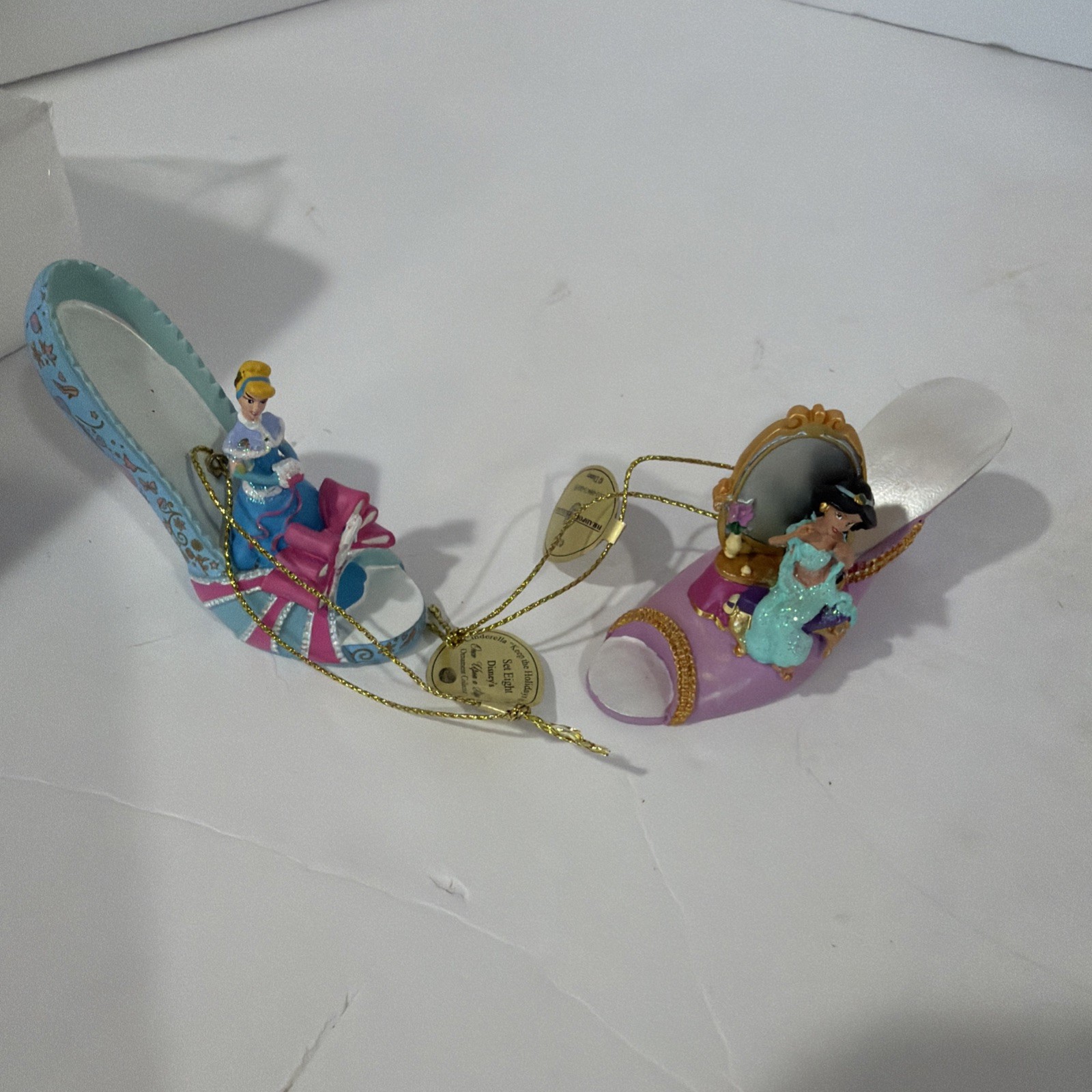 Disney The Bradford Exchange “Once Upon A Slipper” Ornaments Belle & Cinderella