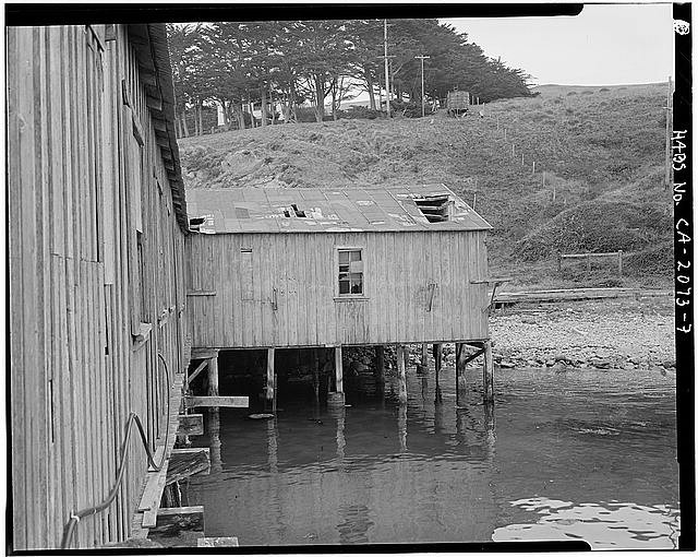 Photo:Bolinas California 1930s F E Booth Company Pier West Side Detail