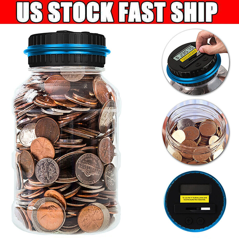 2.5L Piggy Bank Counter Coin Electronic Digital LCD Counting Coin Money Saving
