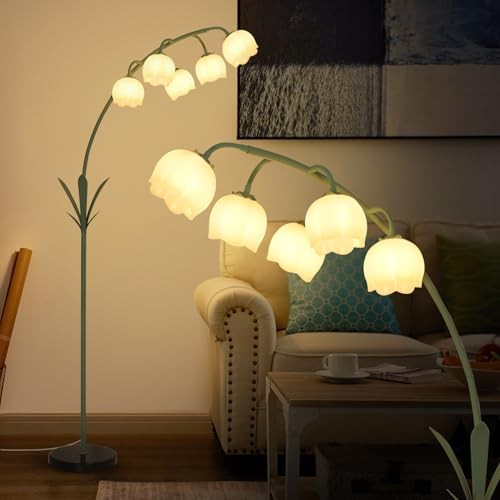 Arc Floor Lamp for Living Room, Flower Floor Lamp with 5 G9 LED Bulbs, Foot Arc Floor Lamp for Living Room, Flower Floor Lamp with 5 G9 LED Bulbs, Foot