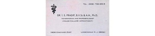 Dr. I.S. Pradip Veterinarian Microbiologist Lindenwold NJ 1970s Camden County Dr. I.S. Pradip Veterinarian Microbiologist Lindenwold NJ 1970s Camden County
