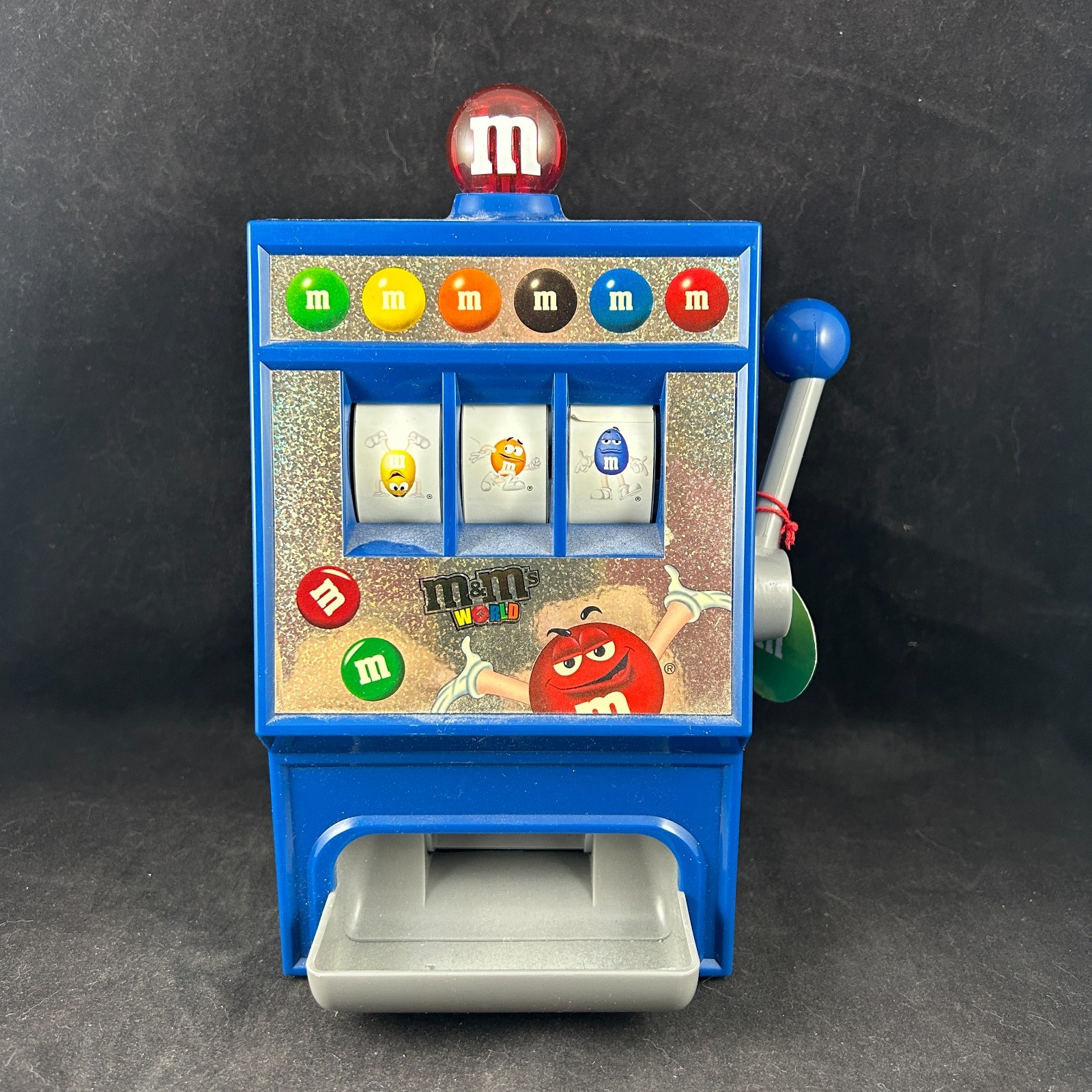 M&M\'S WORLD BLUE SLOT MACHINE CANDY DISPENSER NEW WITH TAGS - LIGHTS / SOUNDS