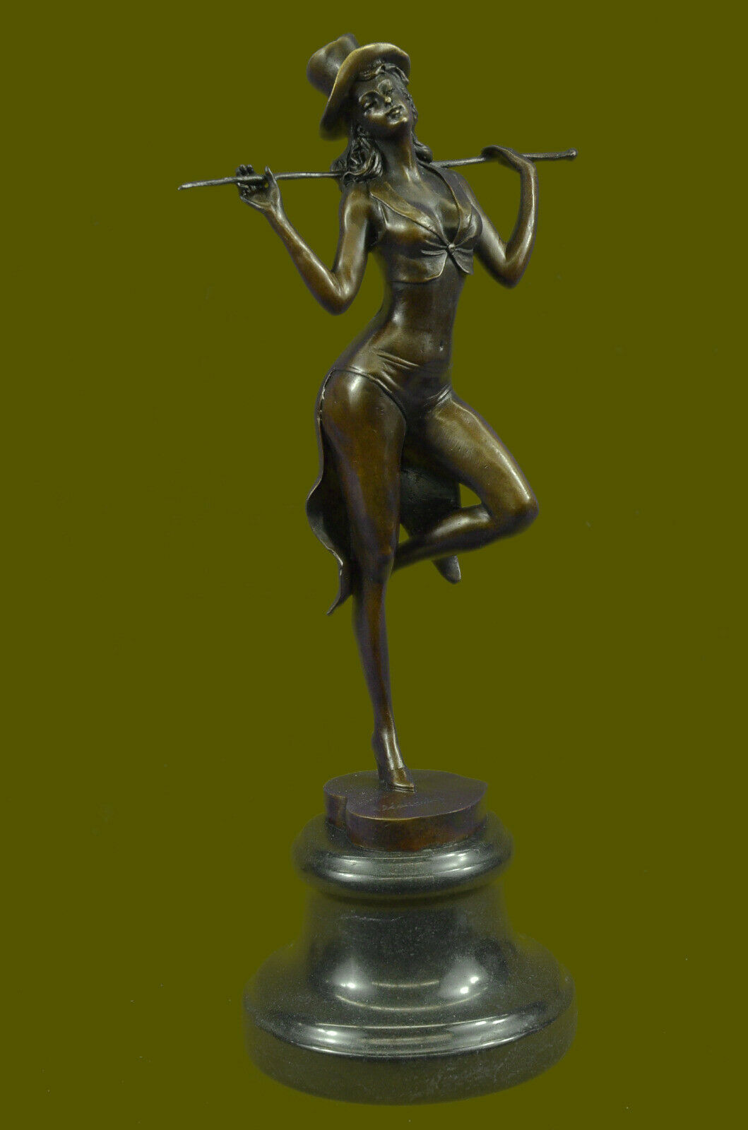 Art Deco Elegant Bronze Statue Vintage Jazz Broadway Drama Theatre Dancer Decor