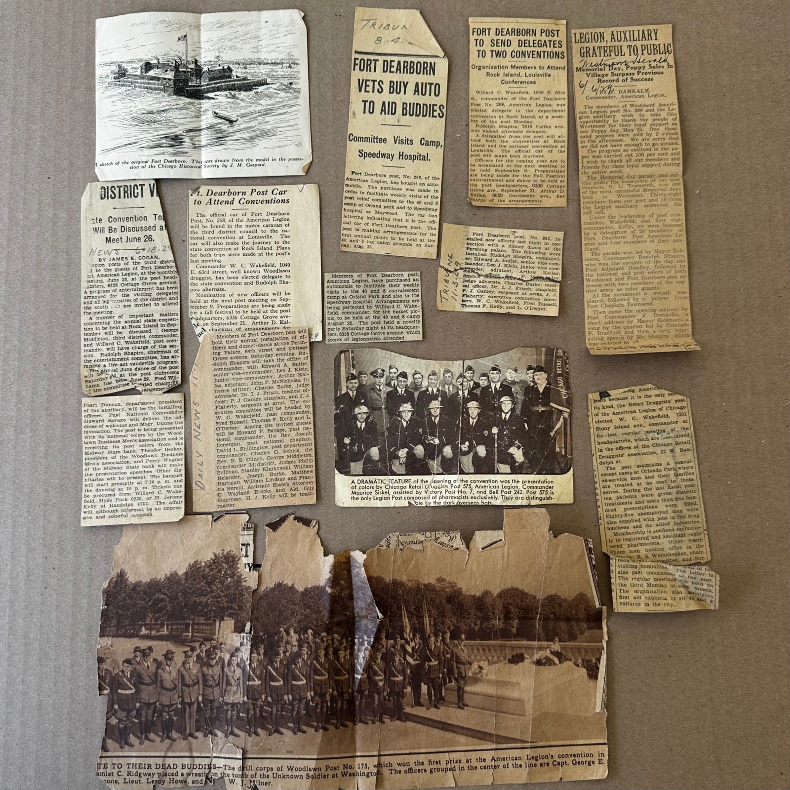 Vintage 1920s 1930s Fort Dearborn Legion Military Newspaper Clippings Photo Lot Vintage 1920s 1930s Fort Dearborn Legion Military Newspaper Clippings Photo Lot