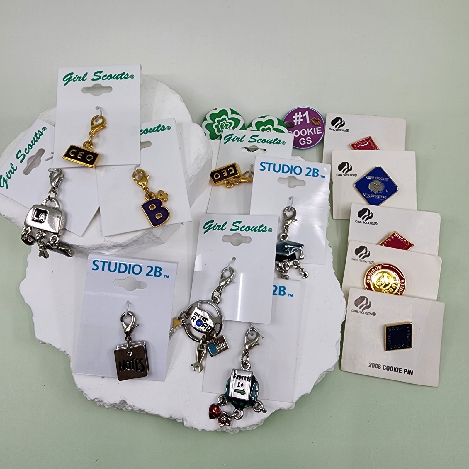 Girl Scouts Studio 2B Pins Charms Lot Cookie Volunteer CEO Collectible Jewelry