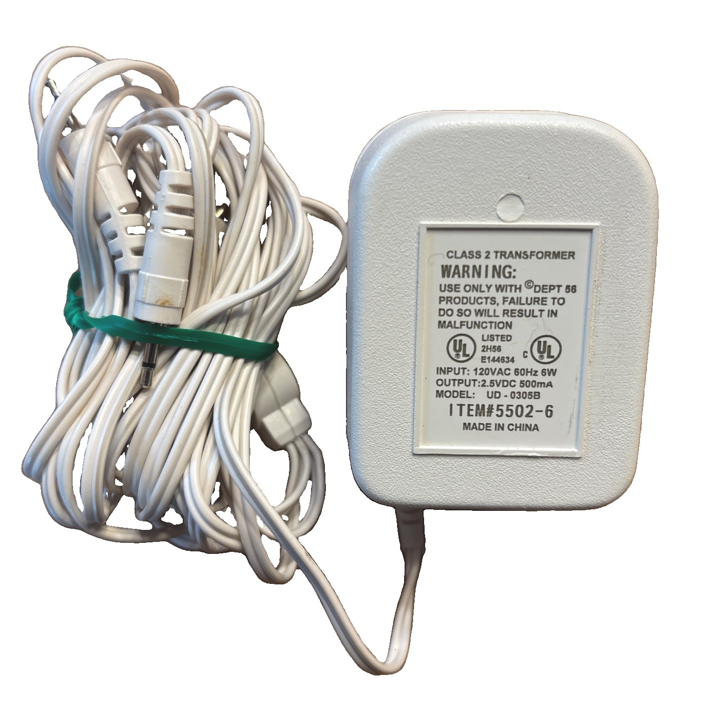 Dept 56 Light Accessory AC/DC Adapter #55026 White 3 Outputs 2.5VDC 500ma  Boxed