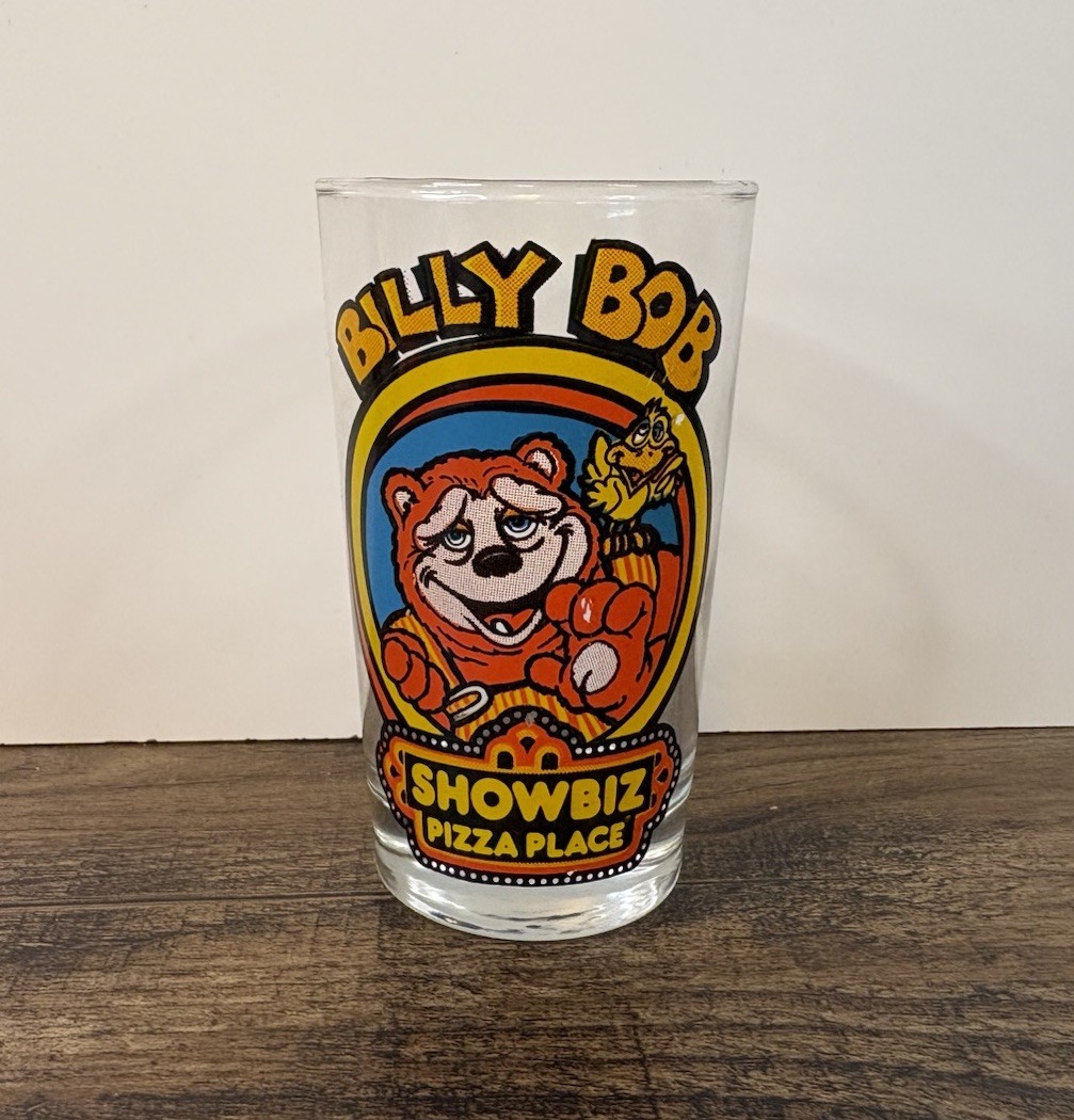 Vintage Billy Bob Showbiz Pizza 4.5” Drinking Glass