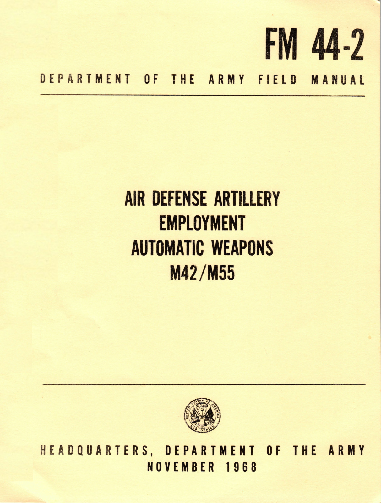 138 Page 1968 FM 44-2 M42 DUSTER M55 QUADMOUNT Air Defense ADA Manual on Data CD