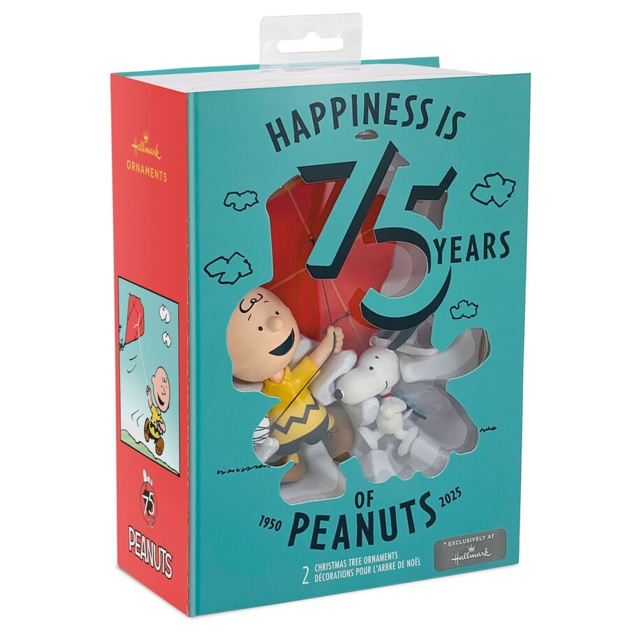 Peanuts 75th Anniversary Charlie Brown and Snoopy Hallmark Ornaments, Set of 2
