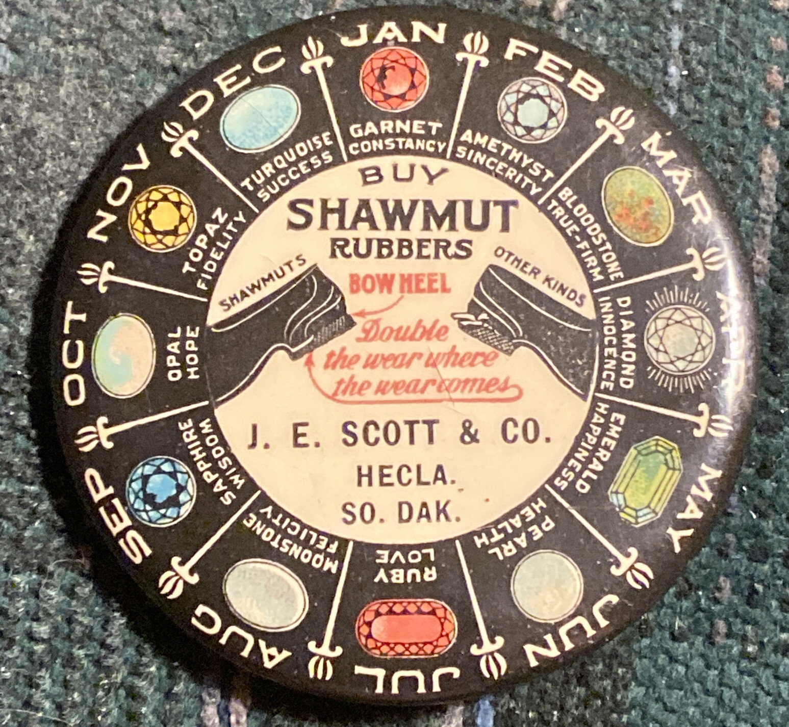 SHAWMUT RUBBERS J.E. Scott & Co Hecla S.D. South Dakota POCKET 2” MIRROR SHAWMUT RUBBERS J.E. Scott & Co Hecla S.D. South Dakota POCKET 2” MIRROR