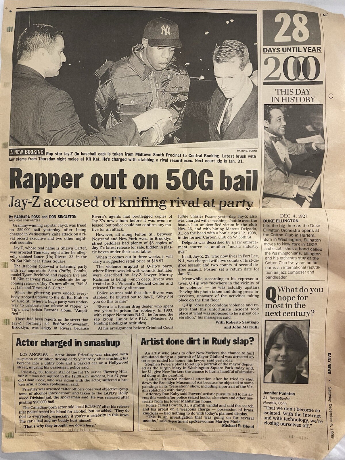 Article Of Rapper (Jay-Z) Arrested Back In December 4th 1999 Article Of Rapper (Jay-Z) Arrested Back In December 4th 1999