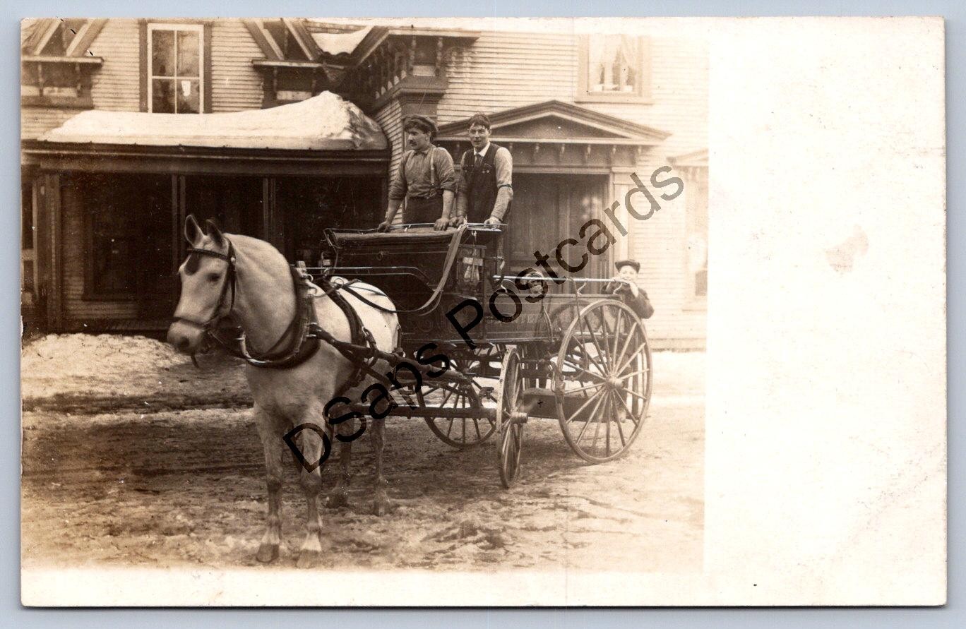 K58/ Interesting RPPC Postcard c1910 Volunteer Hose Co Wagon Firemen 230