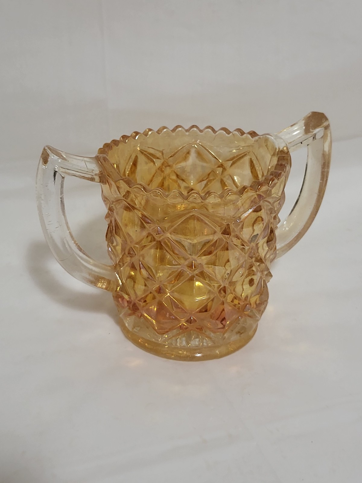 Vintage Jeannette Glass Diamond Point Sugar Bowl NWOT