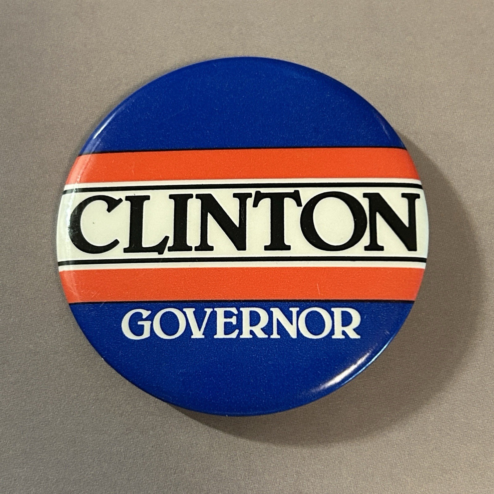 VTG Bill Clinton Arkansas Governor Campaign Silverto Pin Button Political 2-1/8