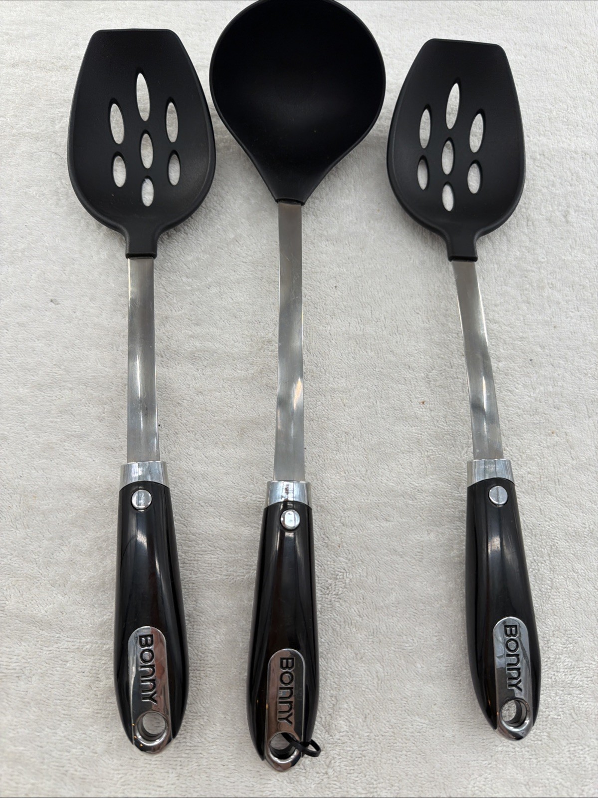 3 Piece Bonny Ergonomic Nylon Metal Plastic Black Serving Spoons Utensils 3 Piece Bonny Ergonomic Nylon Metal Plastic Black Serving Spoons Utensils