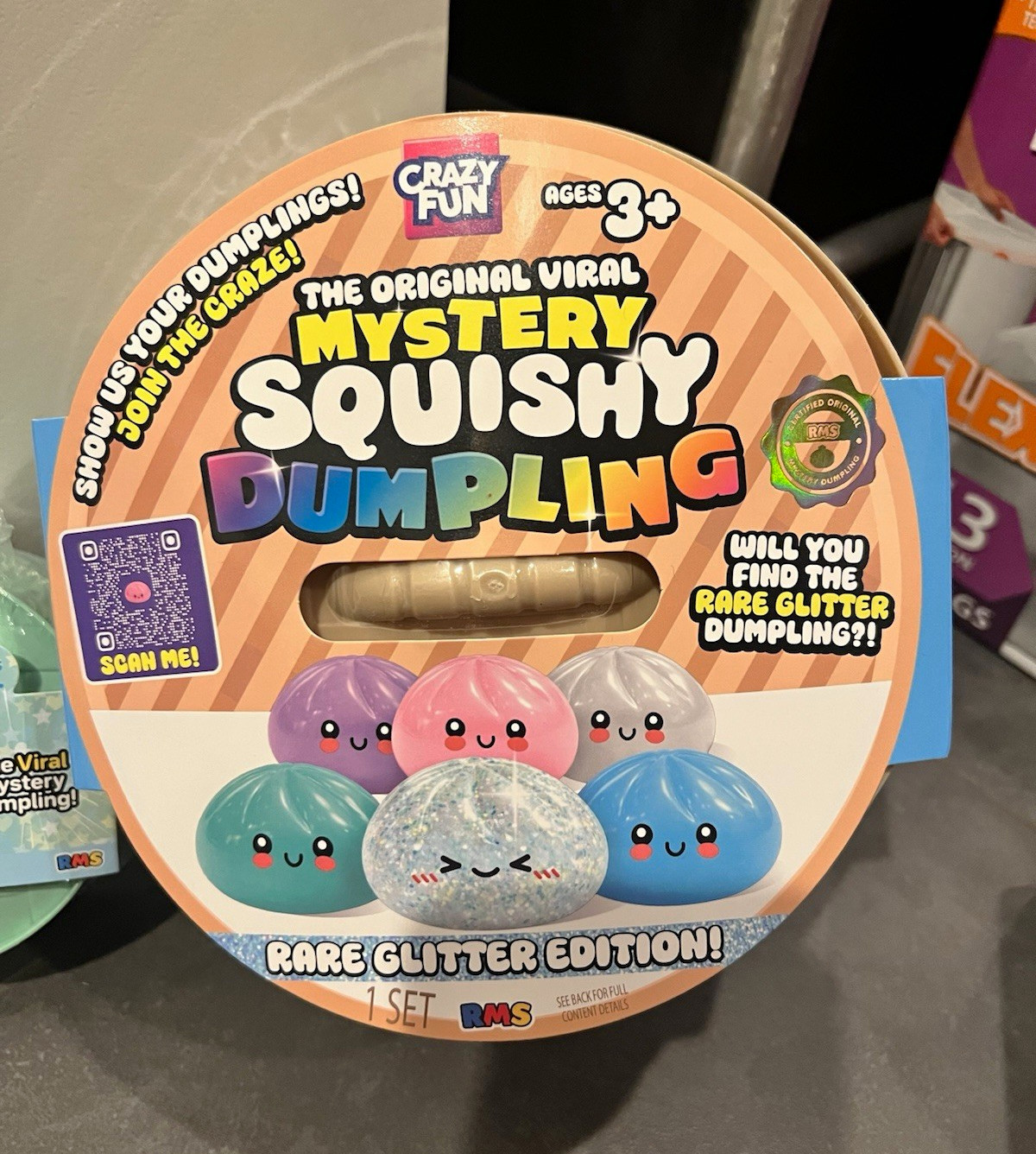 Crazy Fun RMS 7” large Mystery Squishy Dumpling Glitter Edition 1 Pack Ages 3+ Crazy Fun RMS 7” large Mystery Squishy Dumpling Glitter Edition 1 Pack Ages 3+