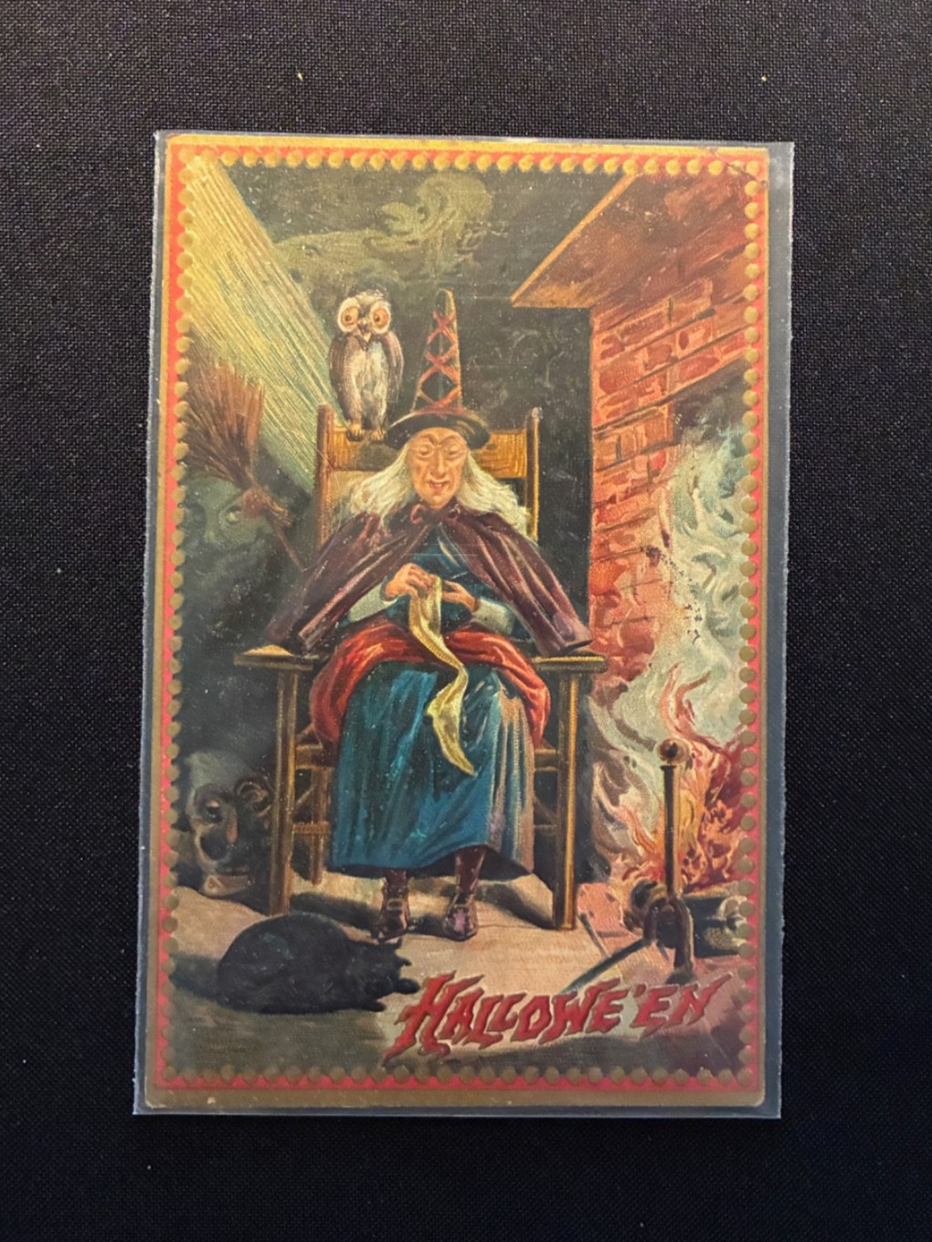 RARE 1909 Raphael Tuck Halloween Postcard Series 160 Witch Owl Saxony