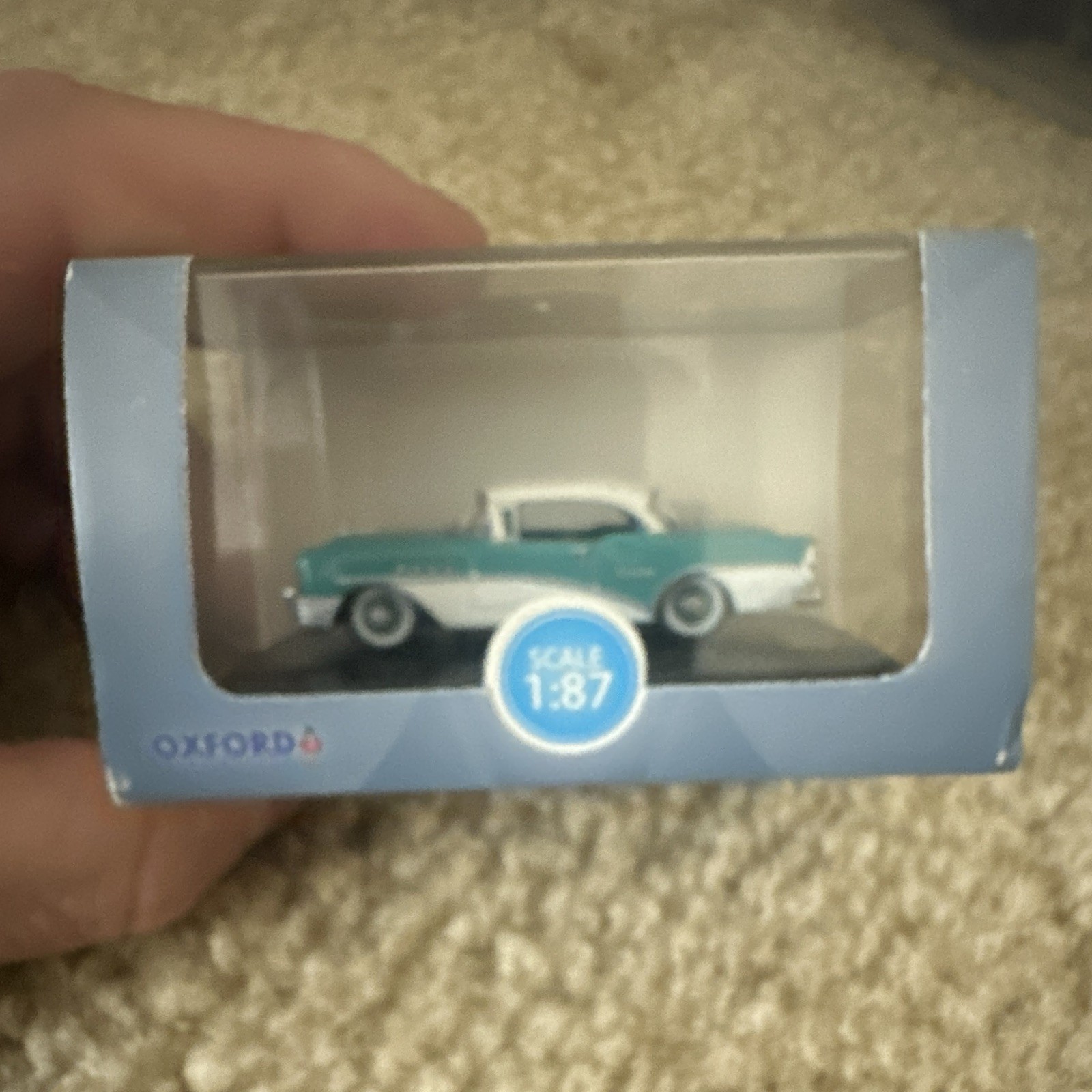 Oxford 1:87 Buick Century 1955 Turquoise/Polo White Diecast Model Car