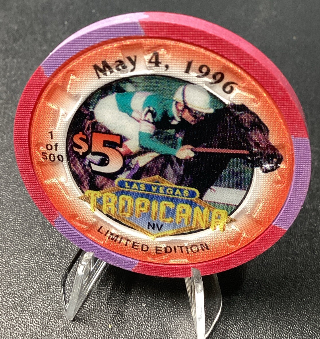 Tropicana $5 Casino Chip- Horse Racing May 4, 1996- Scarce Tropicana $5 Casino Chip- Horse Racing May 4, 1996- Scarce