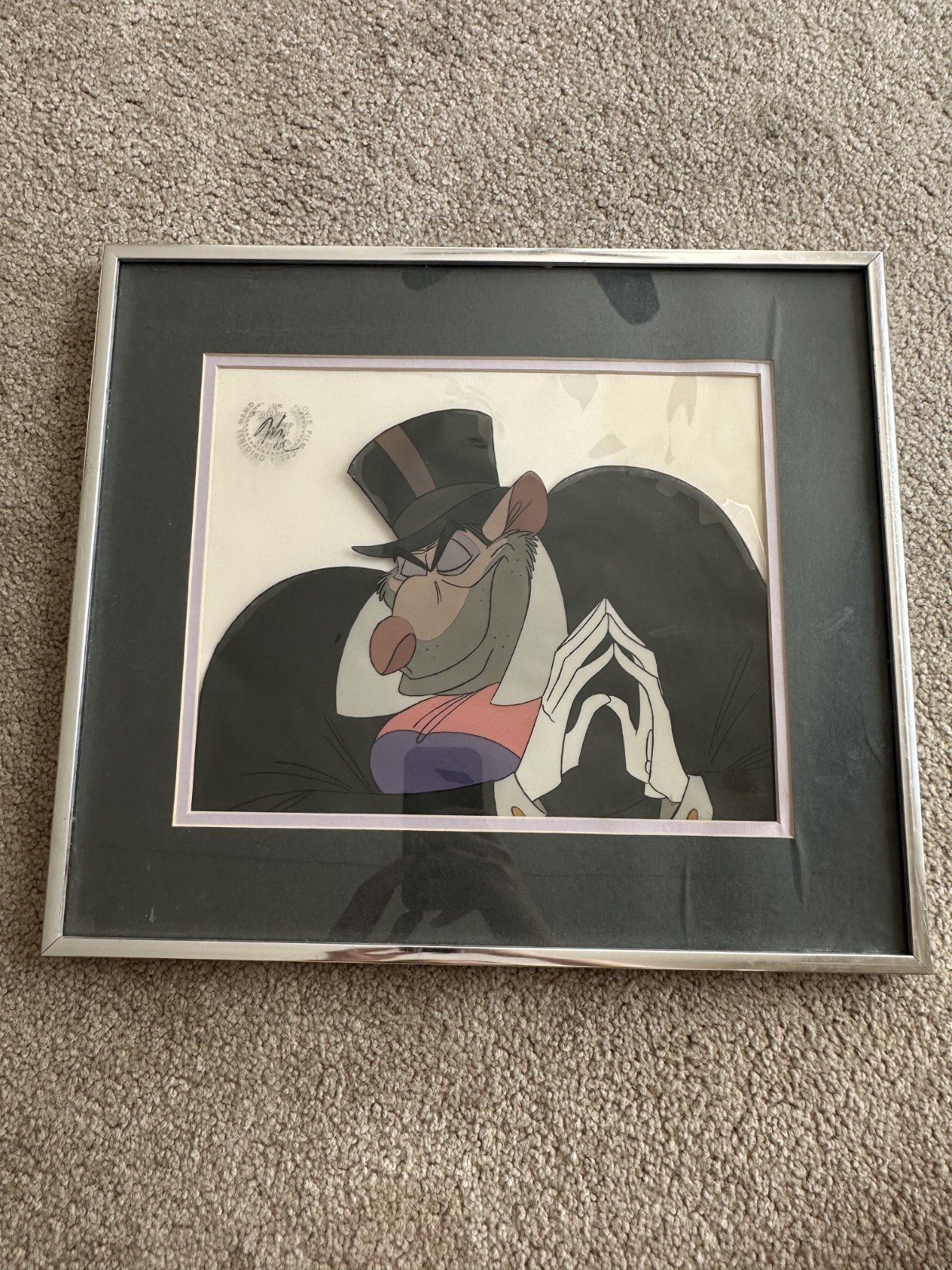 Disney The Great Mouse Detective Ratigan Original Signed Cel Painting