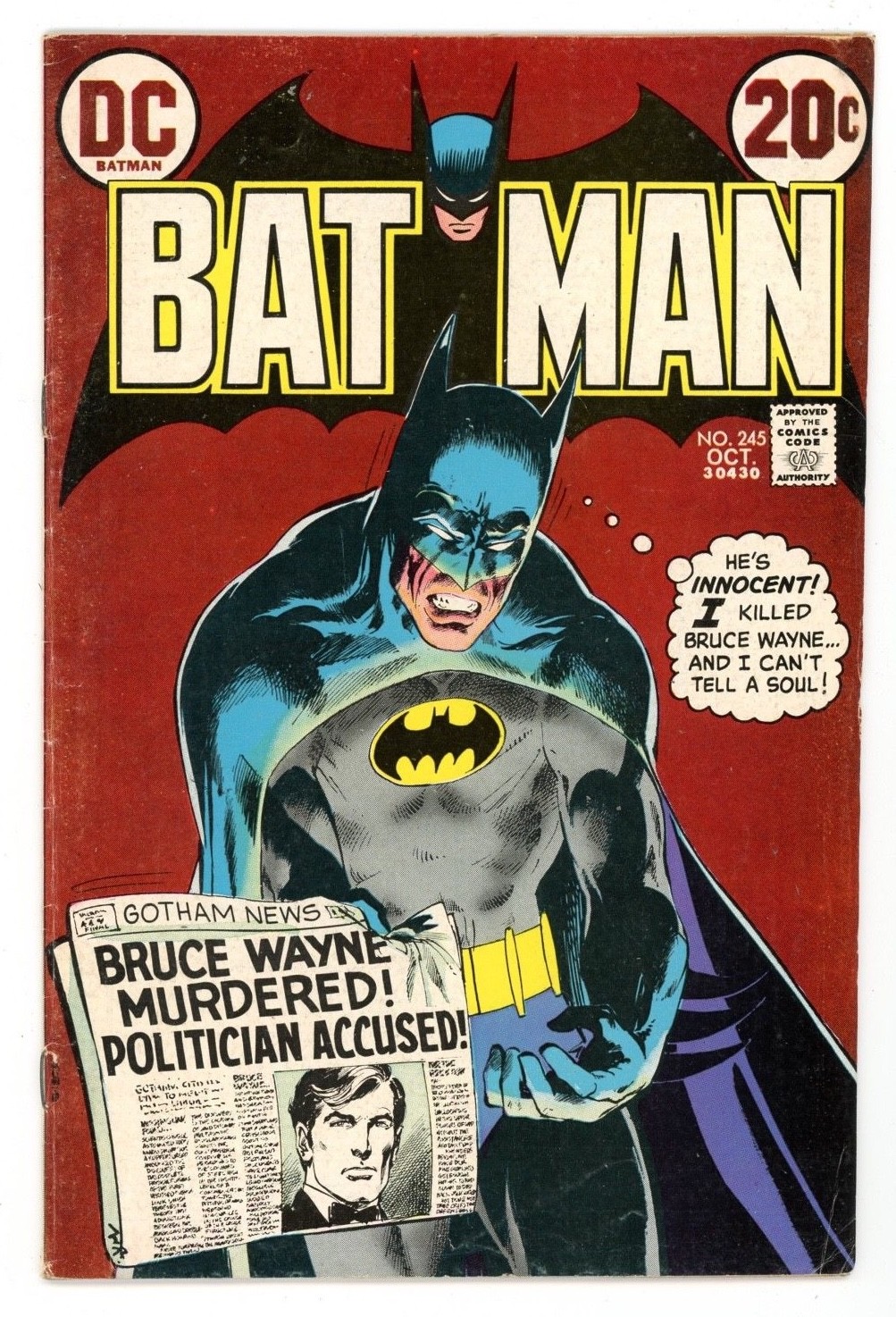 1972 DC Comics, Batman #245, Key, Bruce Wayne murdered, Neal Adams, VG/FN, BX51 1972 DC Comics, Batman #245, Key, Bruce Wayne murdered, Neal Adams, VG/FN, BX51