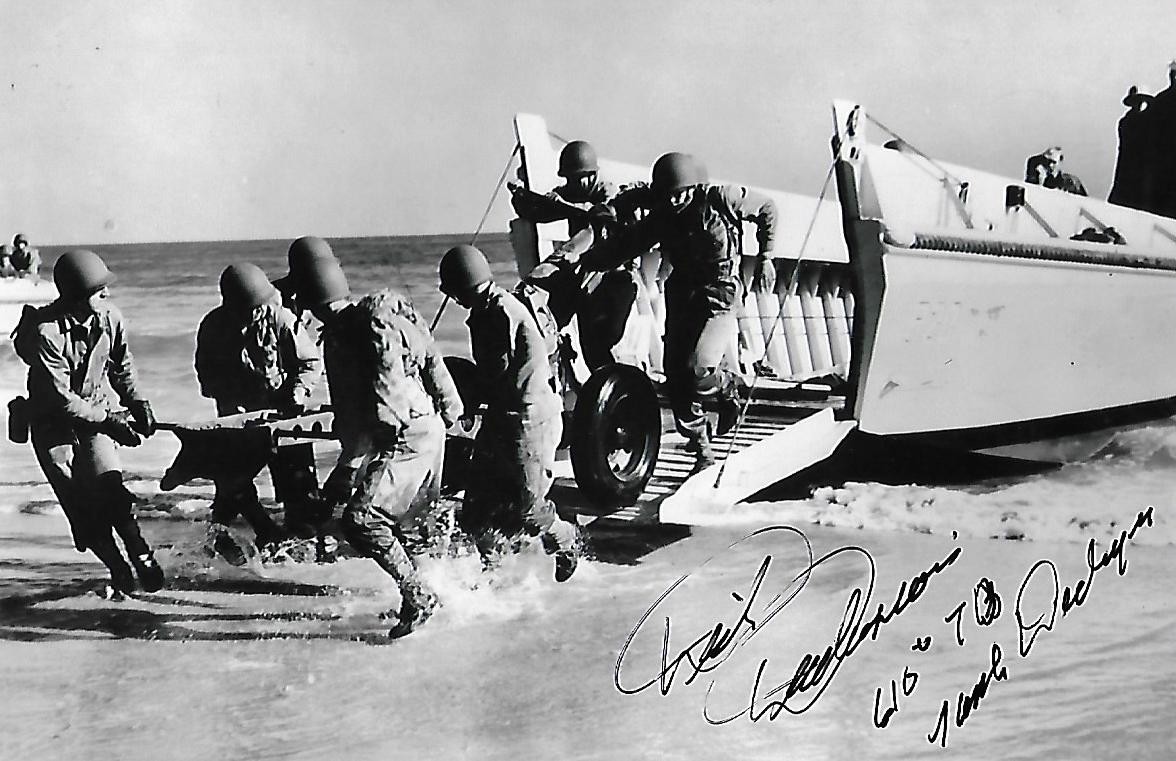 Richard Duchossois signed 4x6 photo WW II Tank Destroyer Bulge Rare COA LOOK