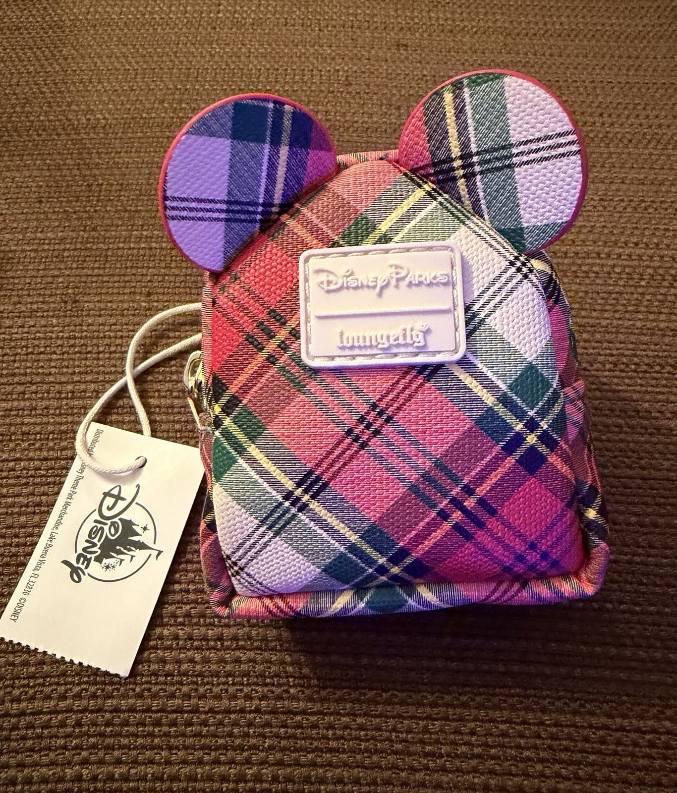 Disney Parks Loungefly Holiday Christmas Mickey Mini Plaid Backpack NEW