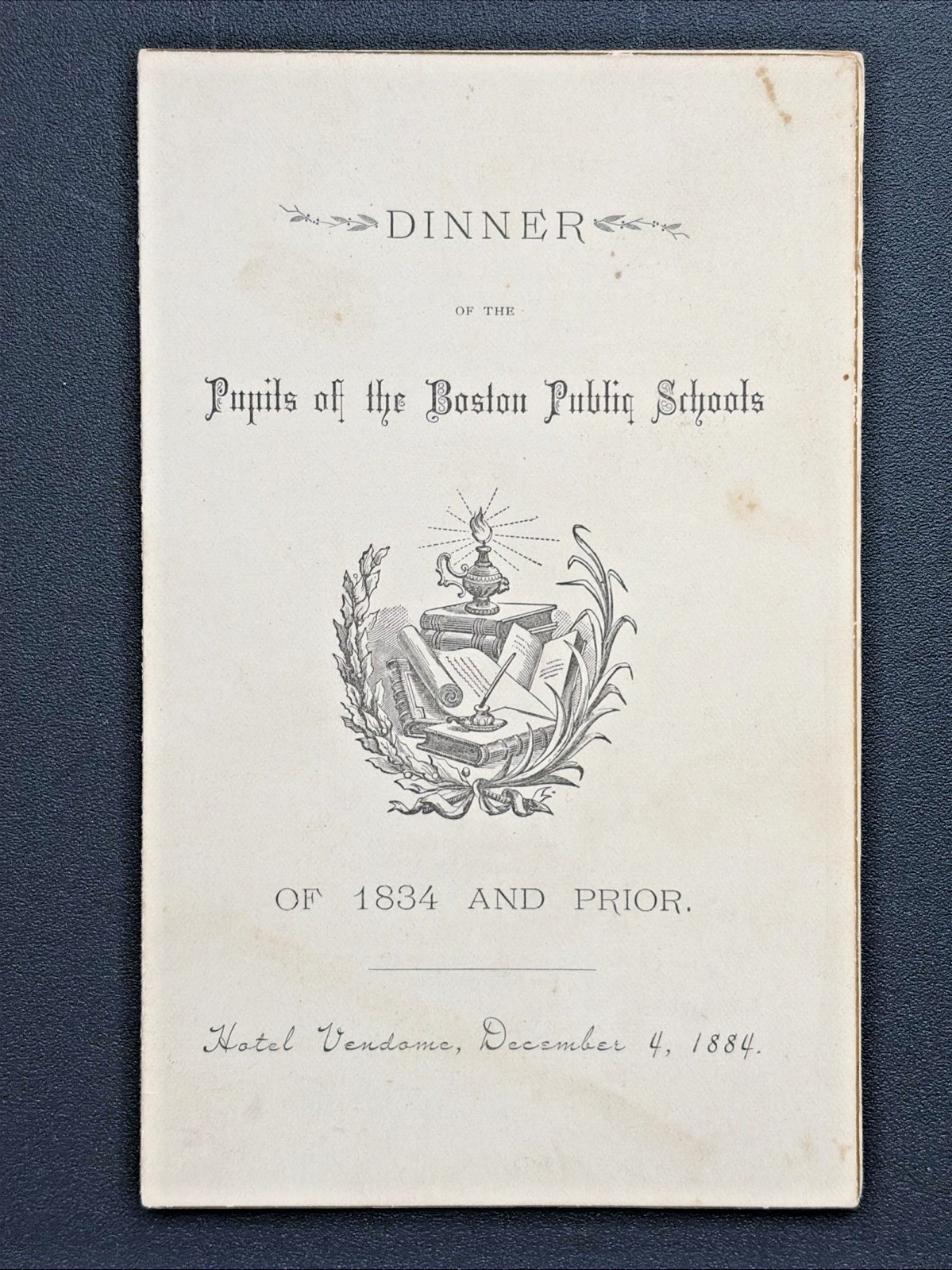 1884 Boston Old School Boys Dinner Samuel Francis Smith Song Hotel Vendome