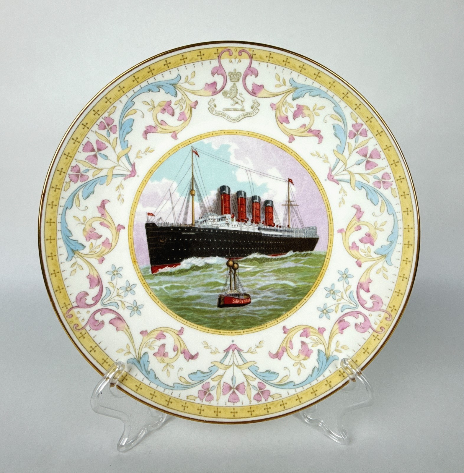 1908-1910 Minton's RMS Lusitania The Cunard Steamship Company Rare Cabinet Plate