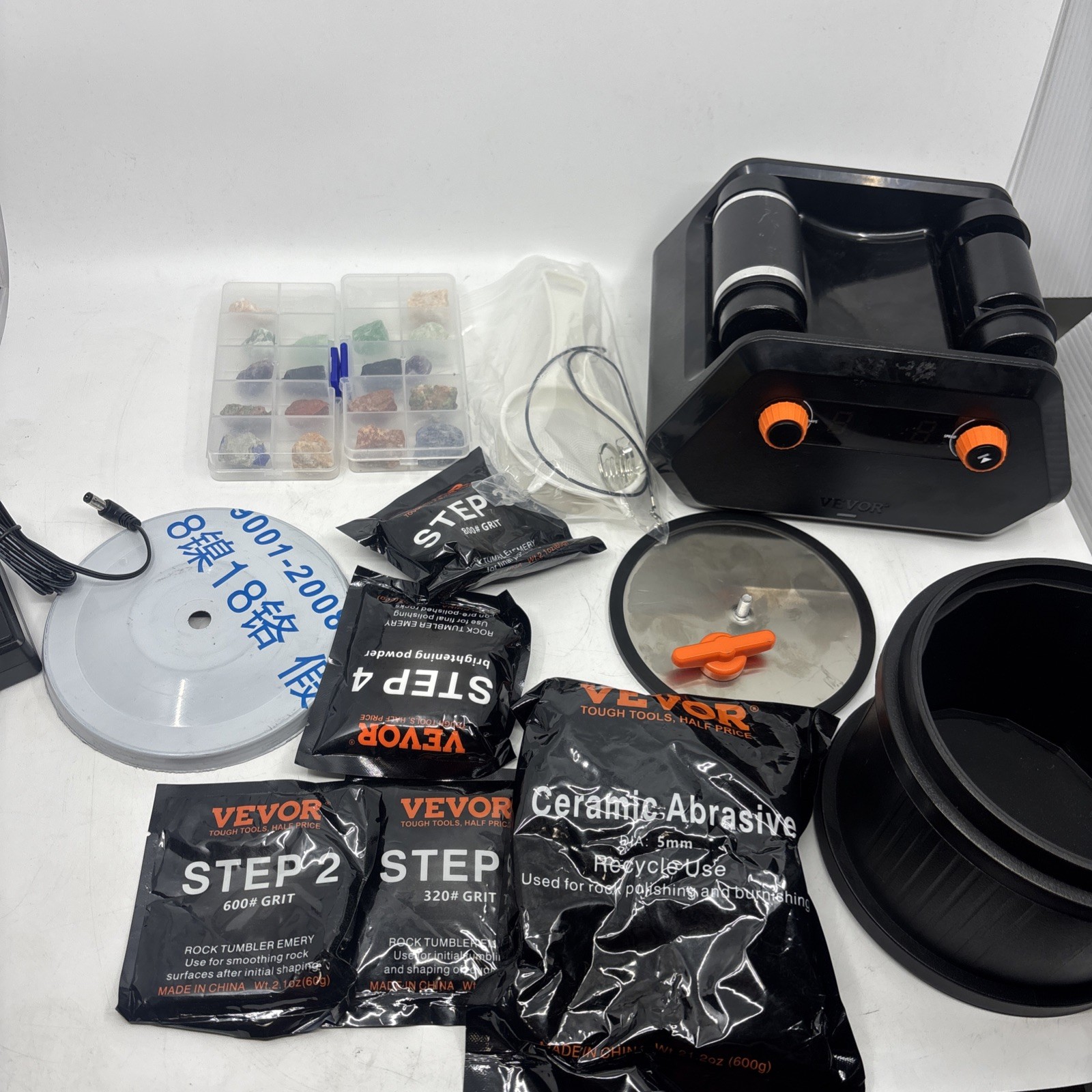 VEVOR Rock Tumbler KD-C3011 Kit w/ Stones & Accessories, 3LB Capacity, Tested