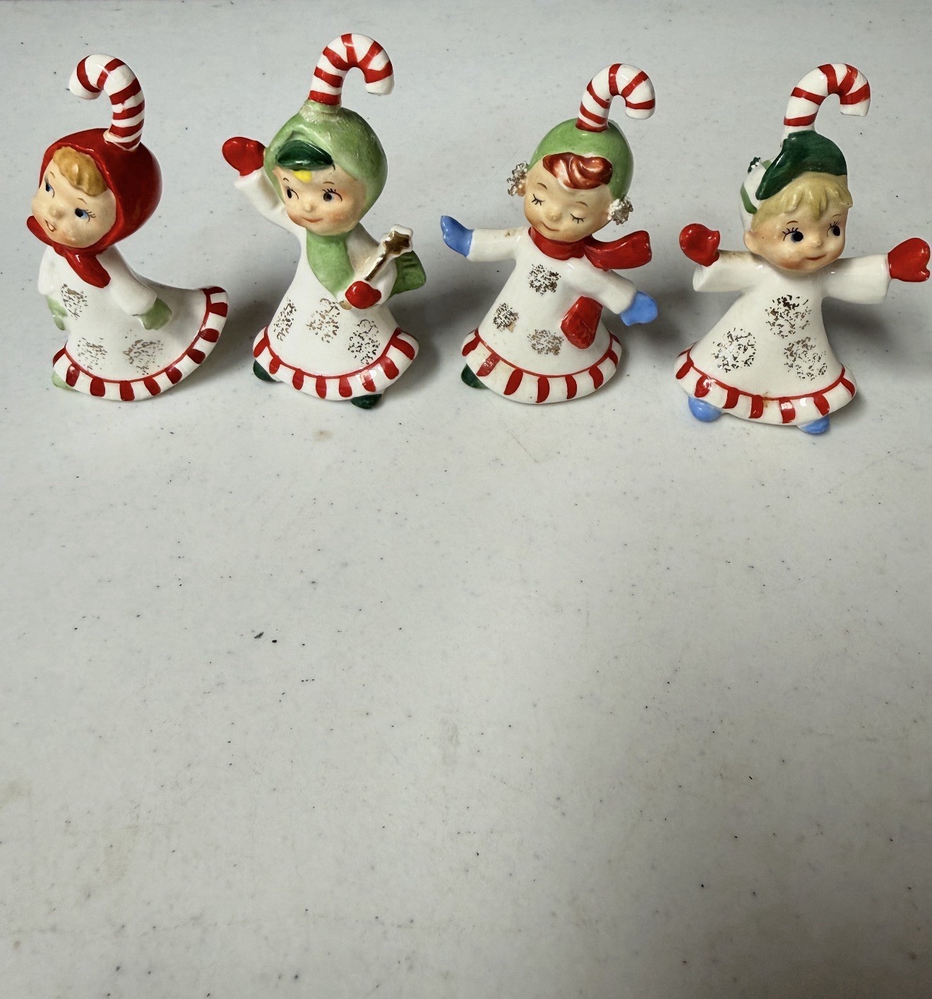 Vtg Lefton Christmas Candy Cane Kids Set of 4 Pixie Elves 625 Japan READ Vtg Lefton Christmas Candy Cane Kids Set of 4 Pixie Elves 625 Japan READ