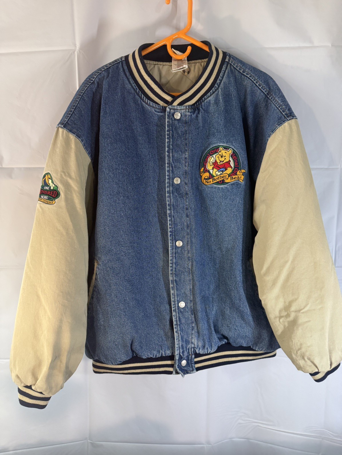 Vintage 90s Winnie The Pooh Denim Varsity Jacket XL - Excellent Condition