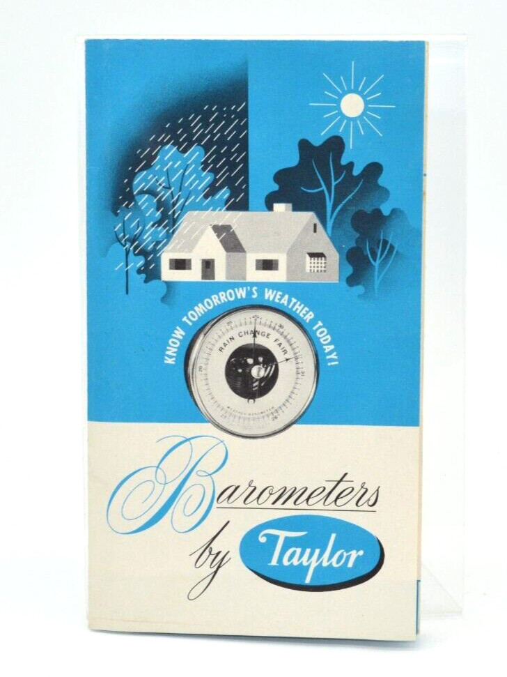 Vintage 1940-1950 TAYLOR BAROMETER Sales & Price Sheet - RARE
